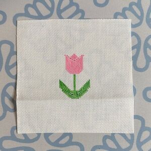 Cross Stitch / Needlepoint Canvas Pink Tulip 18 count